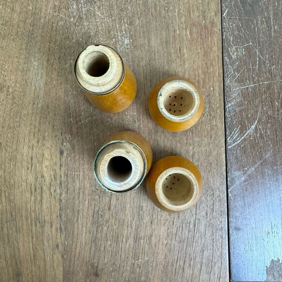 MCM Wood Salt Pepper Shakers Woodpecker Woodware Japan Atomic Mid Century Modern - Picture 7 of 7